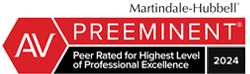 Martindale-Hubbell | AV Preeminent | Peer Rated For Highest Level of Professional Excellence 2024